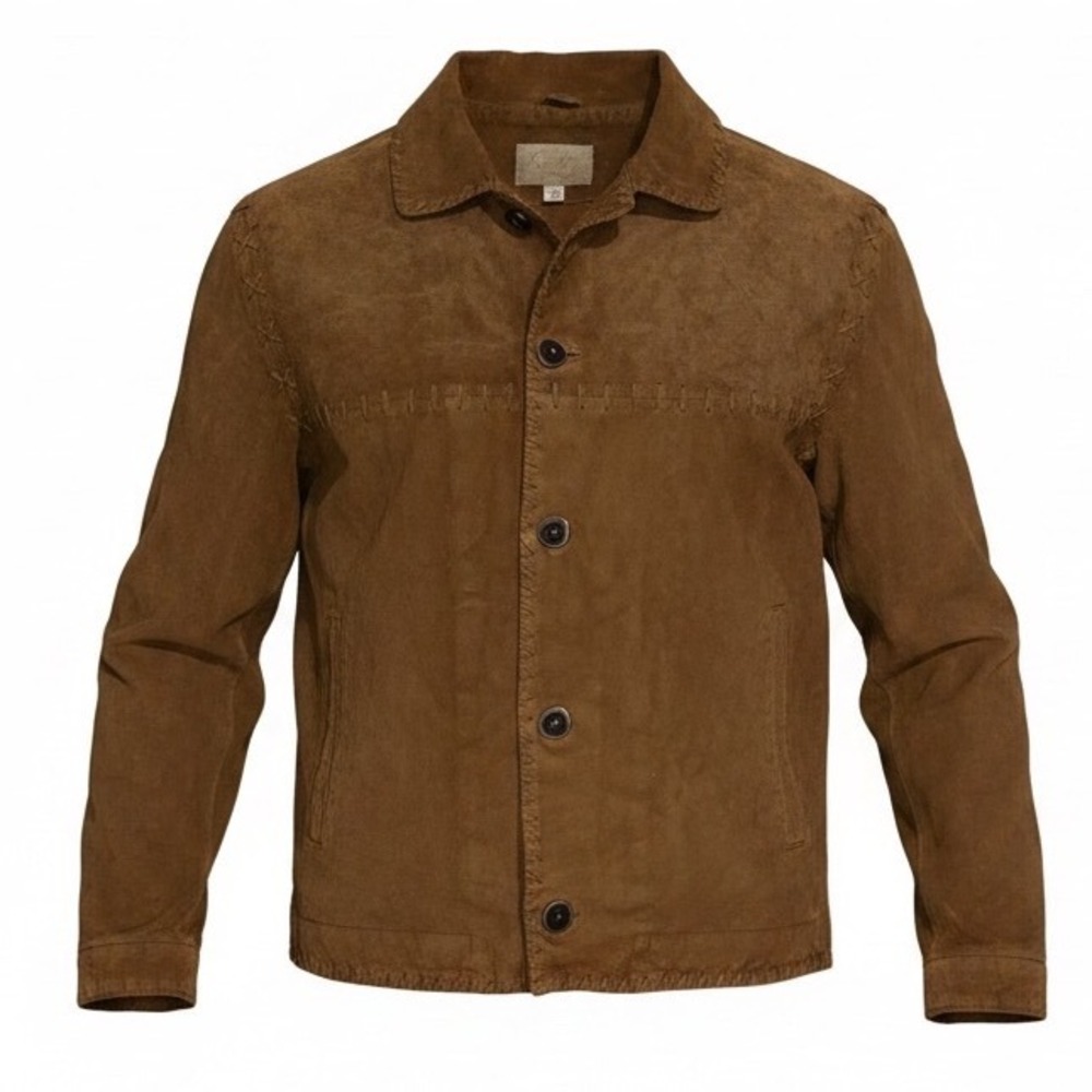 Scully Mens Brown Suede Leather Whipstitch Western Button Front Jacket Size M